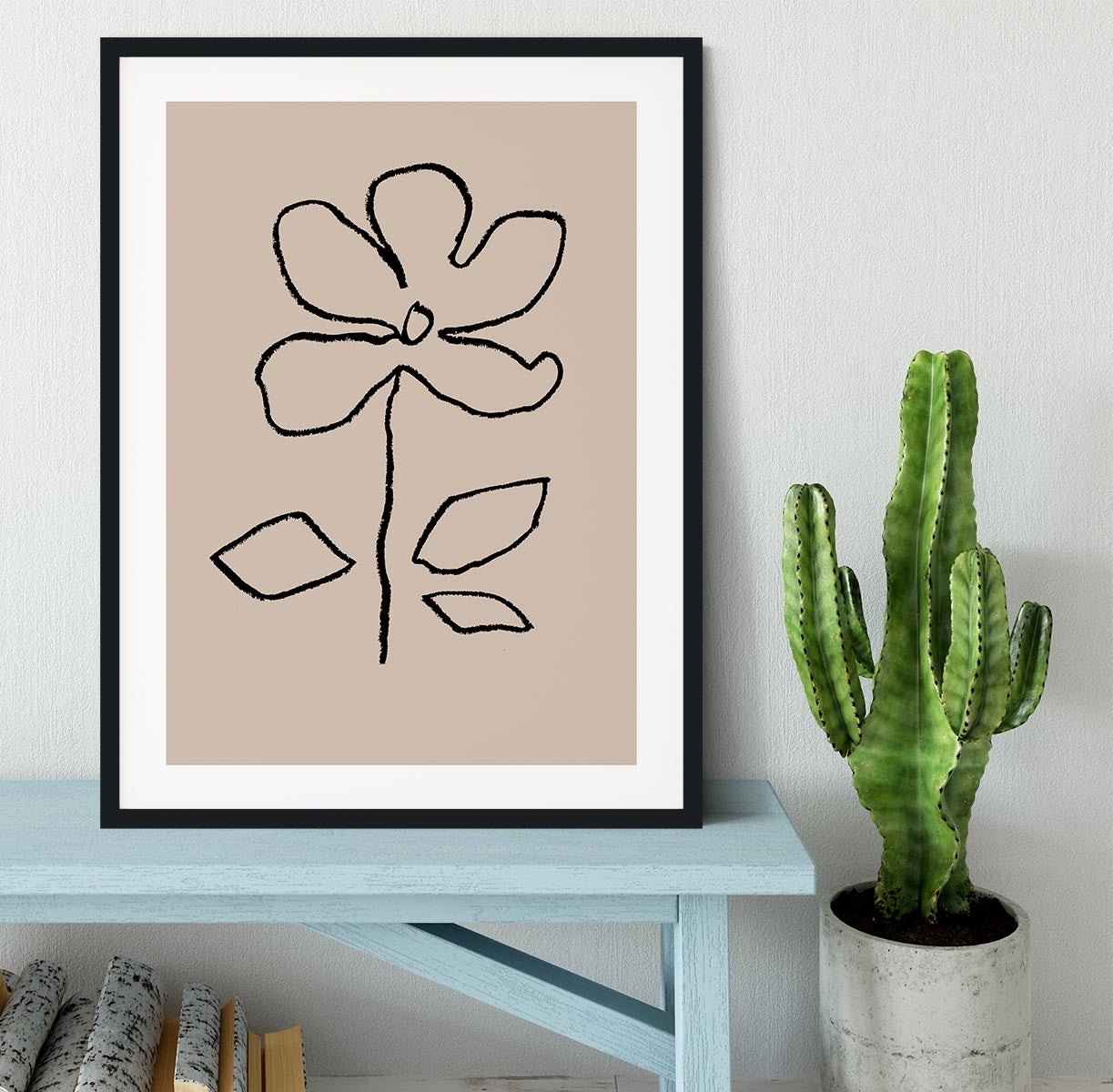 Oil Pastel Flower Black Framed Print - 1x - 1