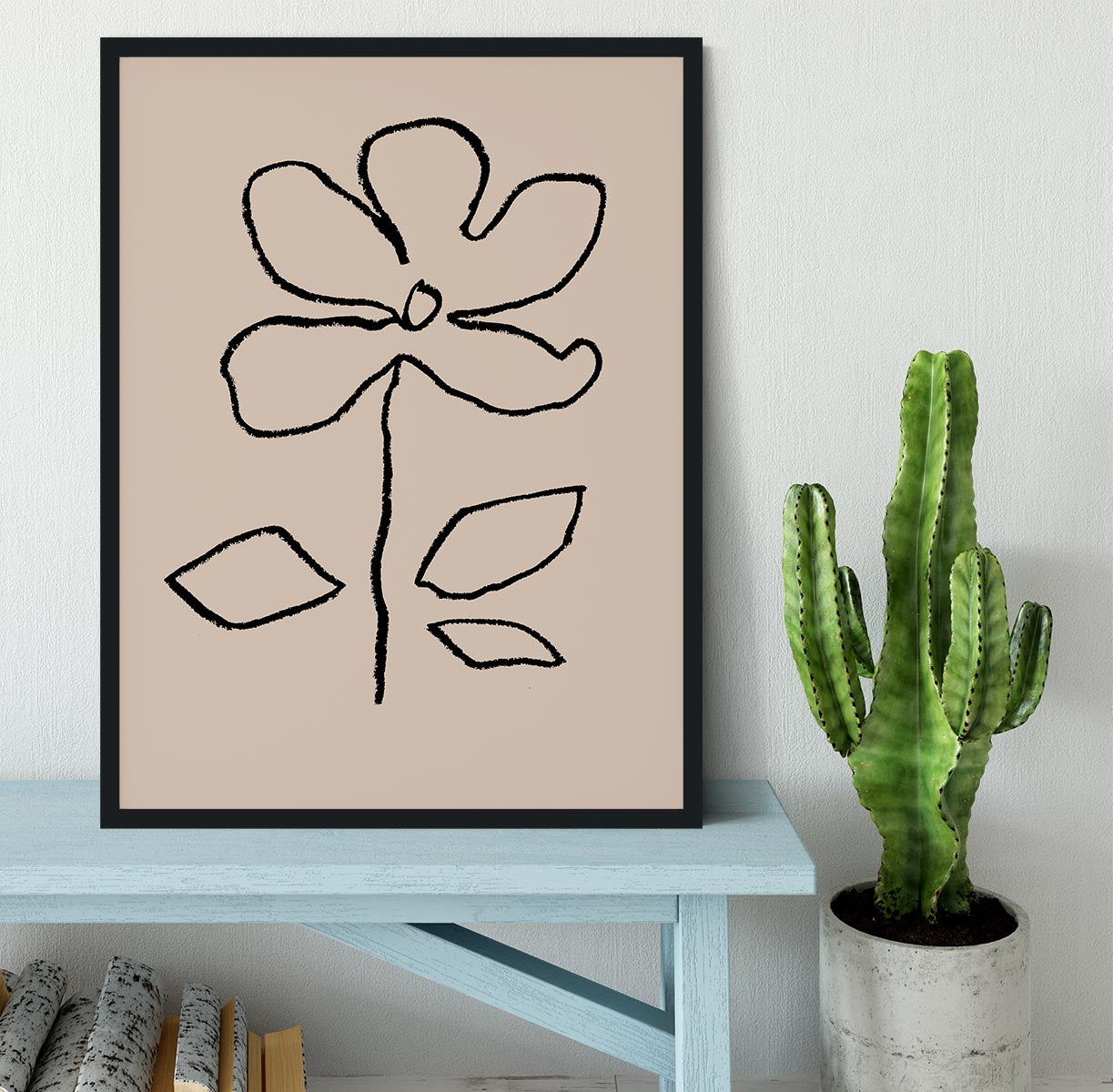 Oil Pastel Flower Black Framed Print - 1x - 2