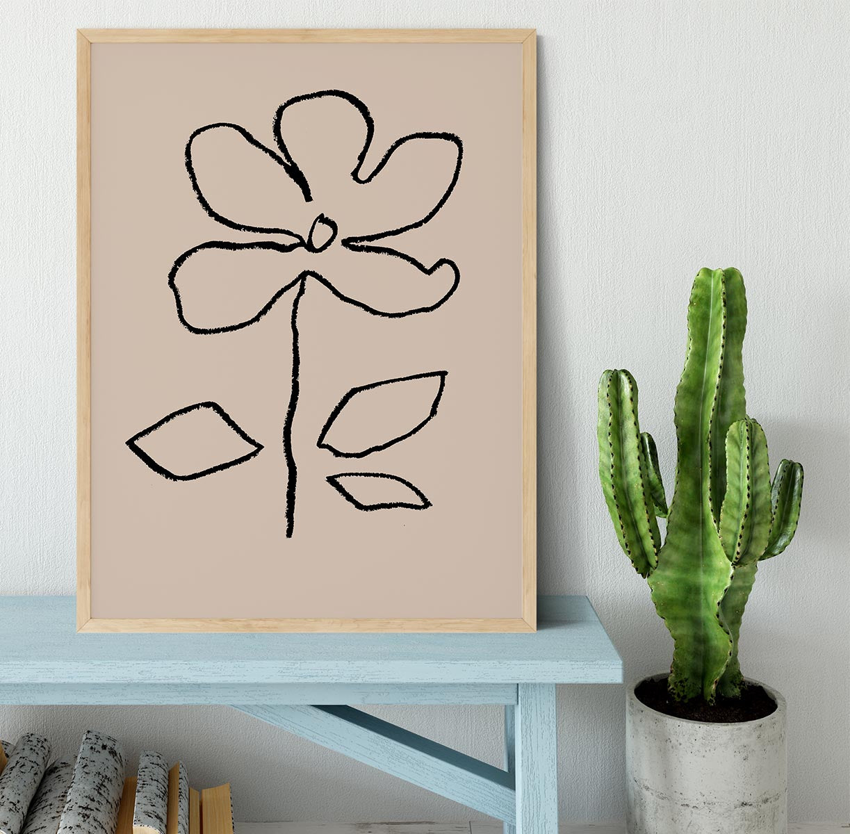 Oil Pastel Flower Black Framed Print - 1x - 4