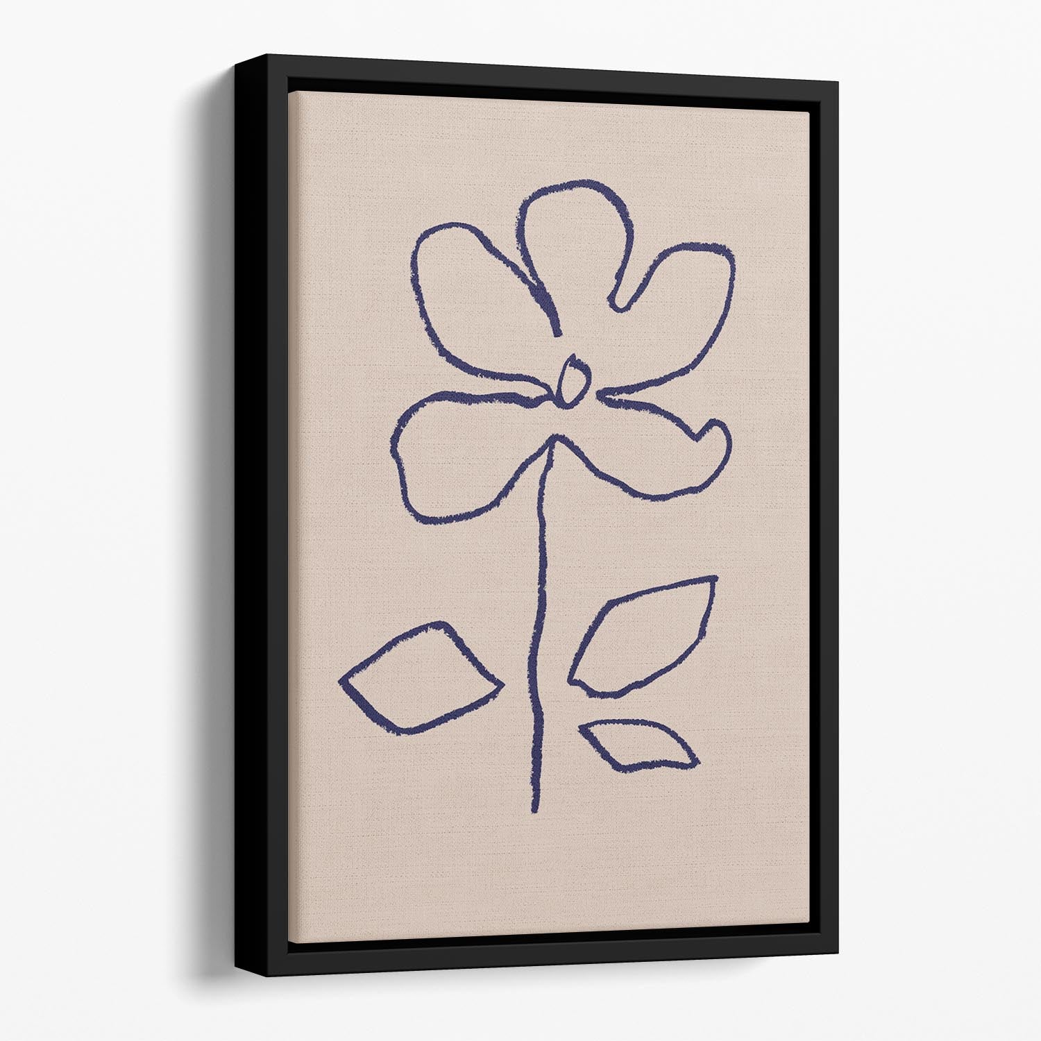 Oil Pastel Flower Blue Floating Framed Canvas - Canvas Art Rocks - 1