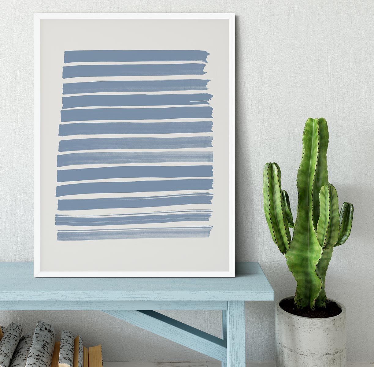 Blue Strokes Framed Print - Canvas Art Rocks -6