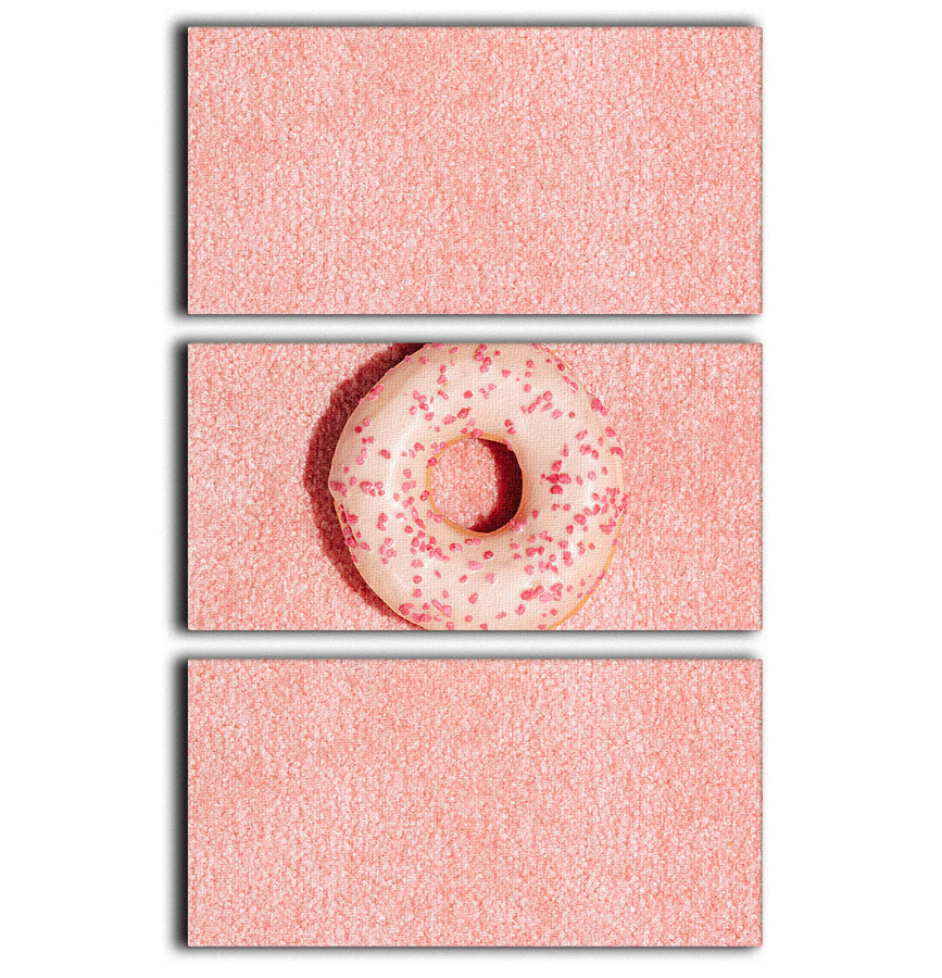 Pink Doughnut 3 Split Panel Canvas Print - Canvas Art Rocks - 1