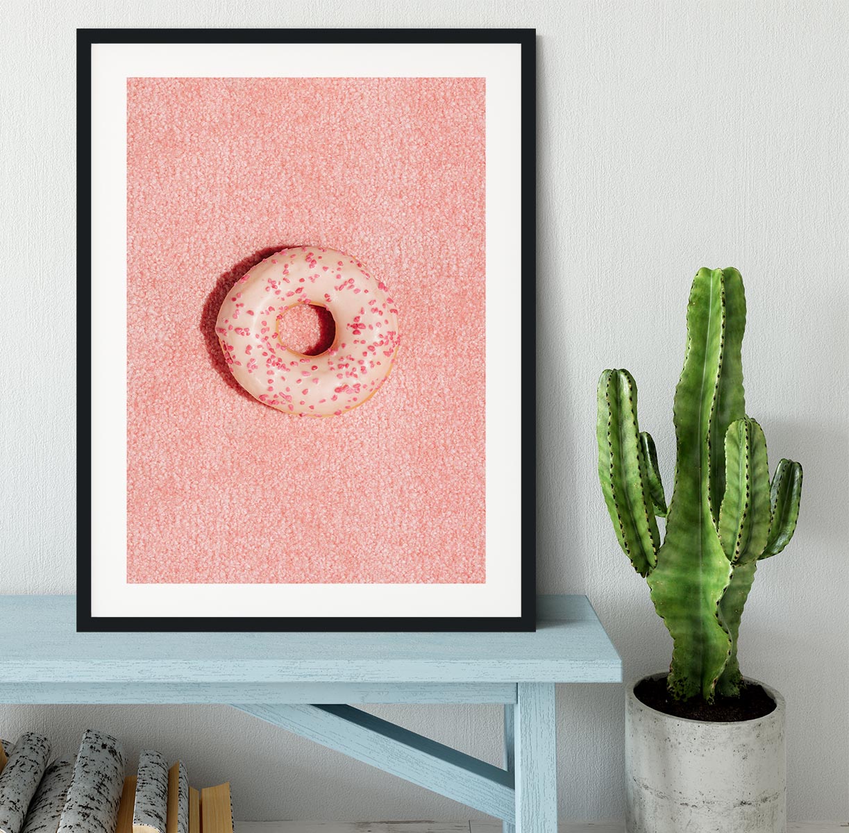 Pink Doughnut Framed Print - Canvas Art Rocks - 1