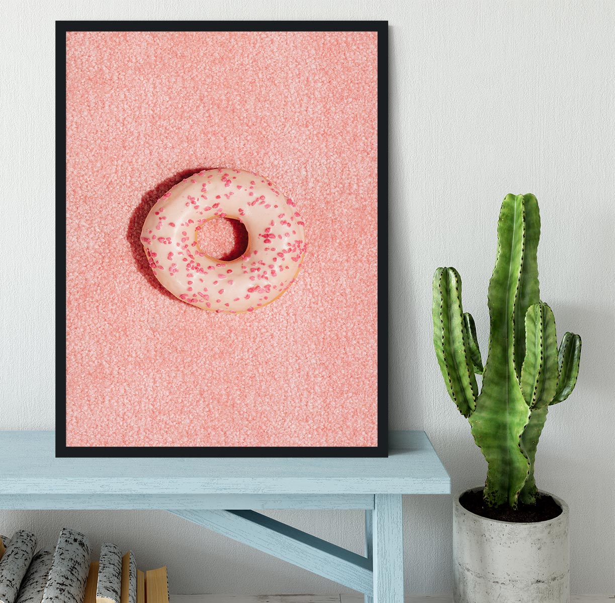Pink Doughnut Framed Print - Canvas Art Rocks - 2