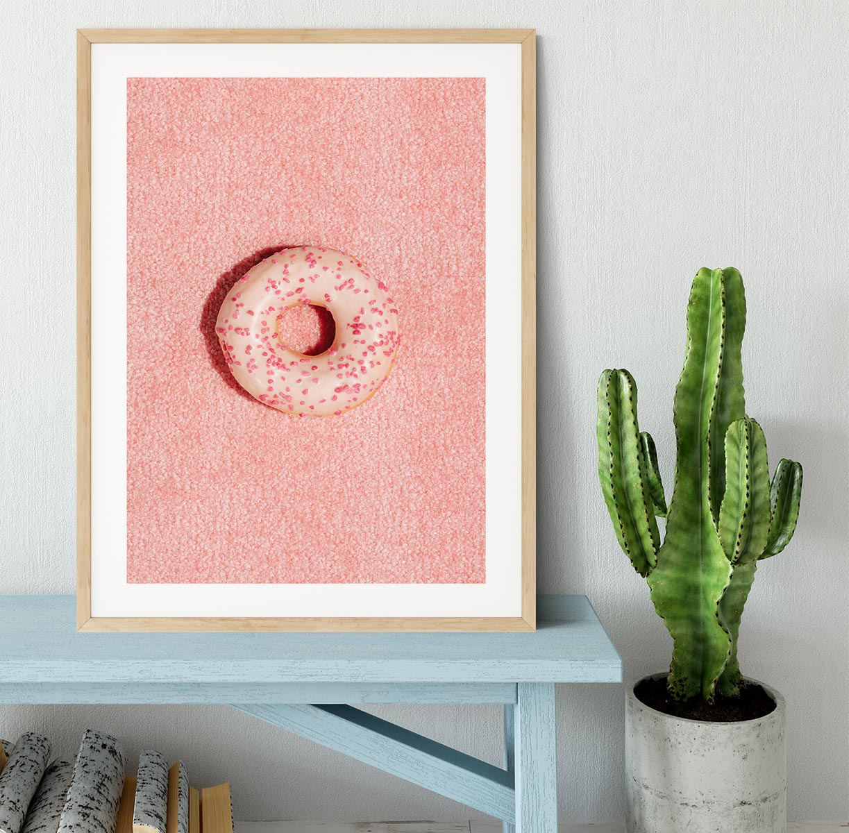 Pink Doughnut Framed Print - Canvas Art Rocks - 3