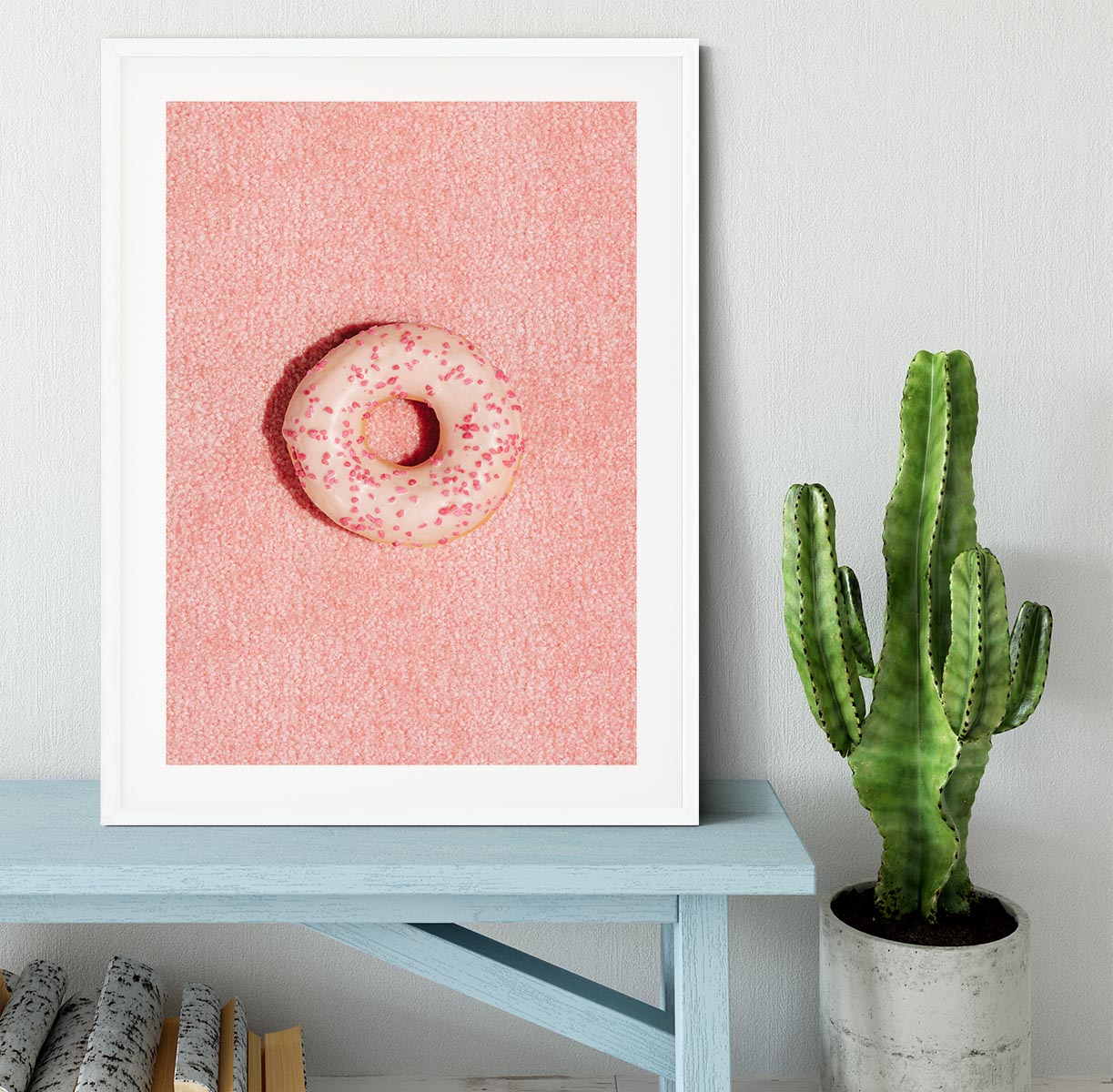 Pink Doughnut Framed Print - Canvas Art Rocks - 5