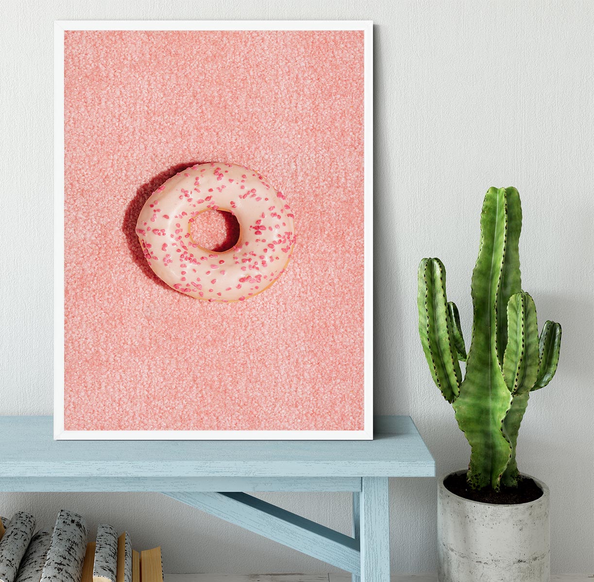 Pink Doughnut Framed Print - Canvas Art Rocks -6