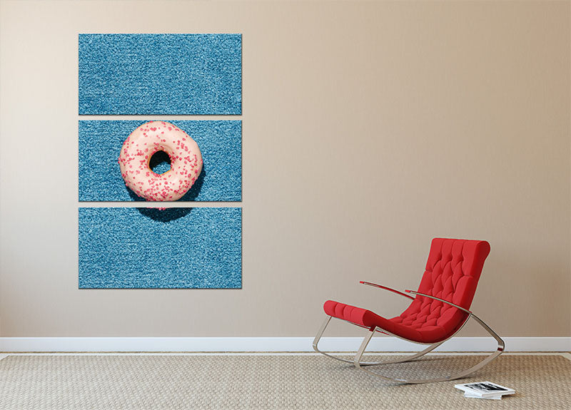 Blue Doughnut 3 Split Panel Canvas Print - Canvas Art Rocks - 2