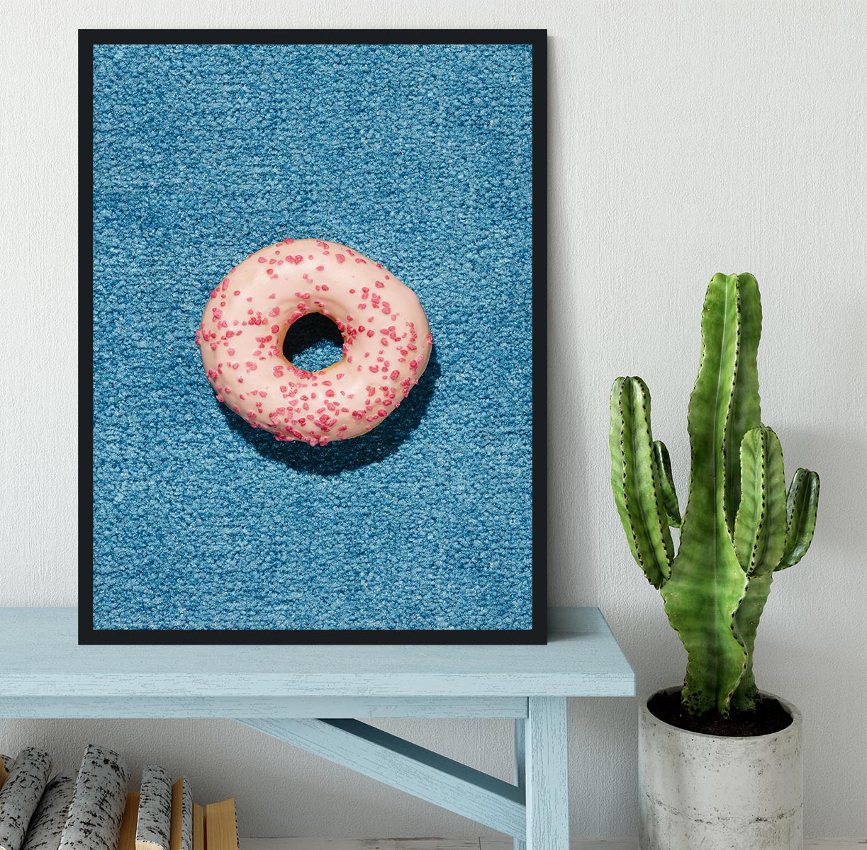 Blue Doughnut Framed Print - Canvas Art Rocks - 2