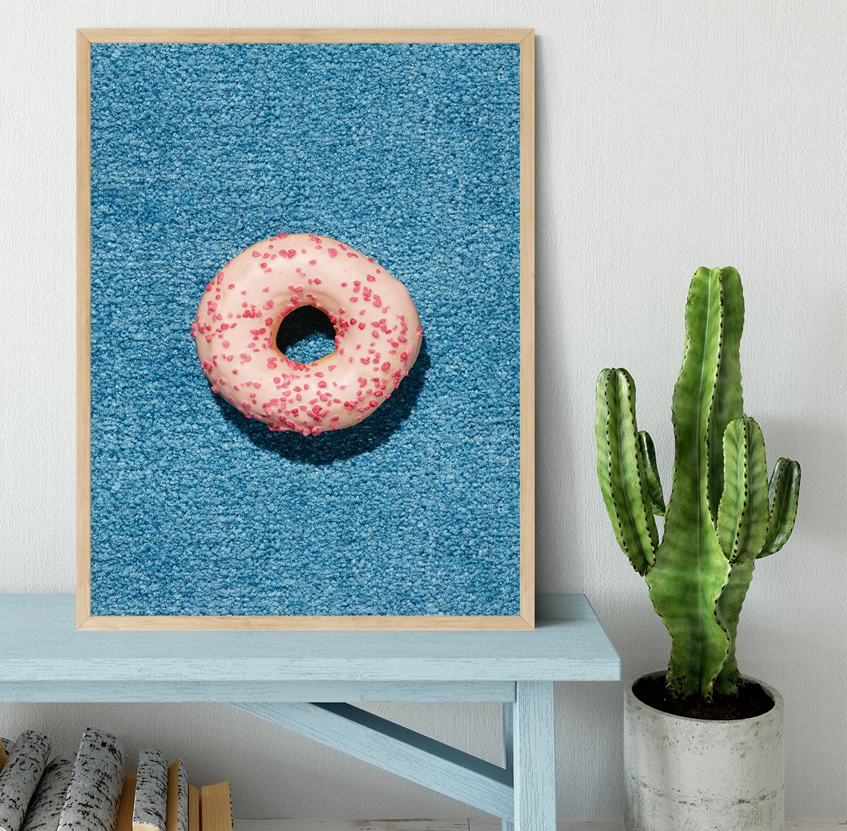 Blue Doughnut Framed Print - Canvas Art Rocks - 4