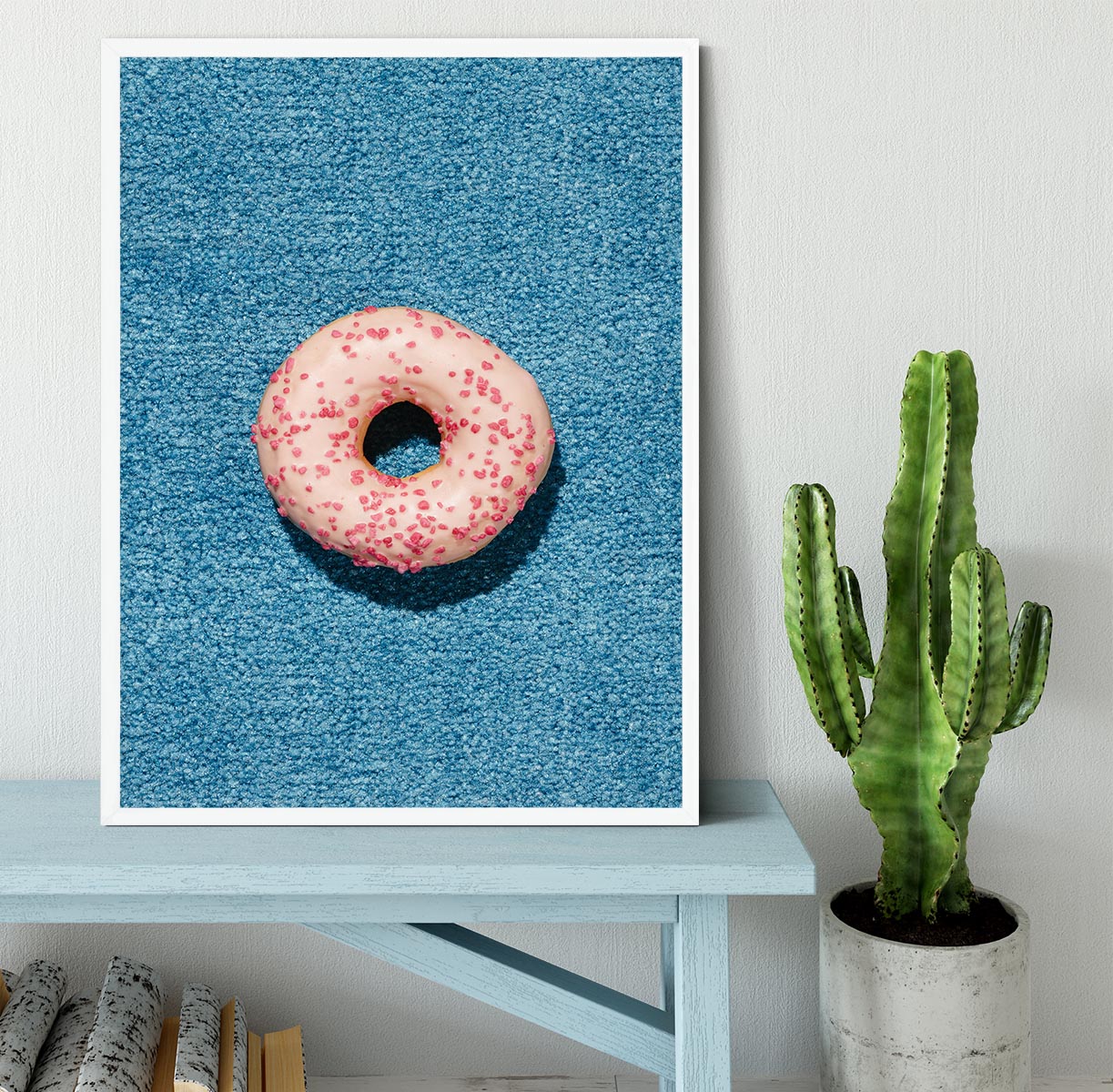 Blue Doughnut Framed Print - Canvas Art Rocks -6