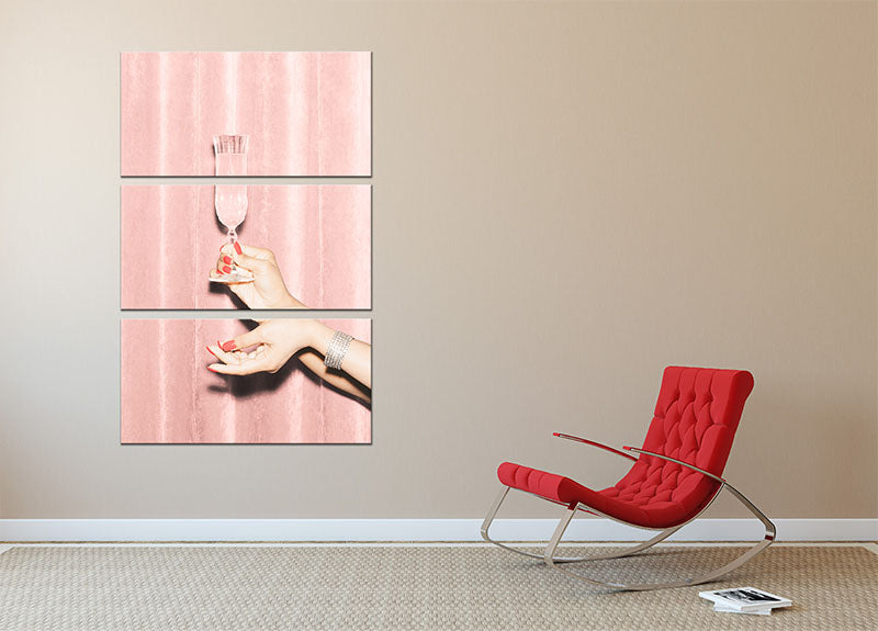 Here's To Pink 01 3 Split Panel Canvas Print - Canvas Art Rocks - 2