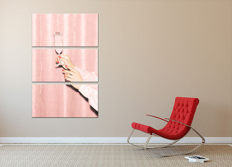 Here's To Pink 03 3 Split Panel Canvas Print - Canvas Art Rocks - 2