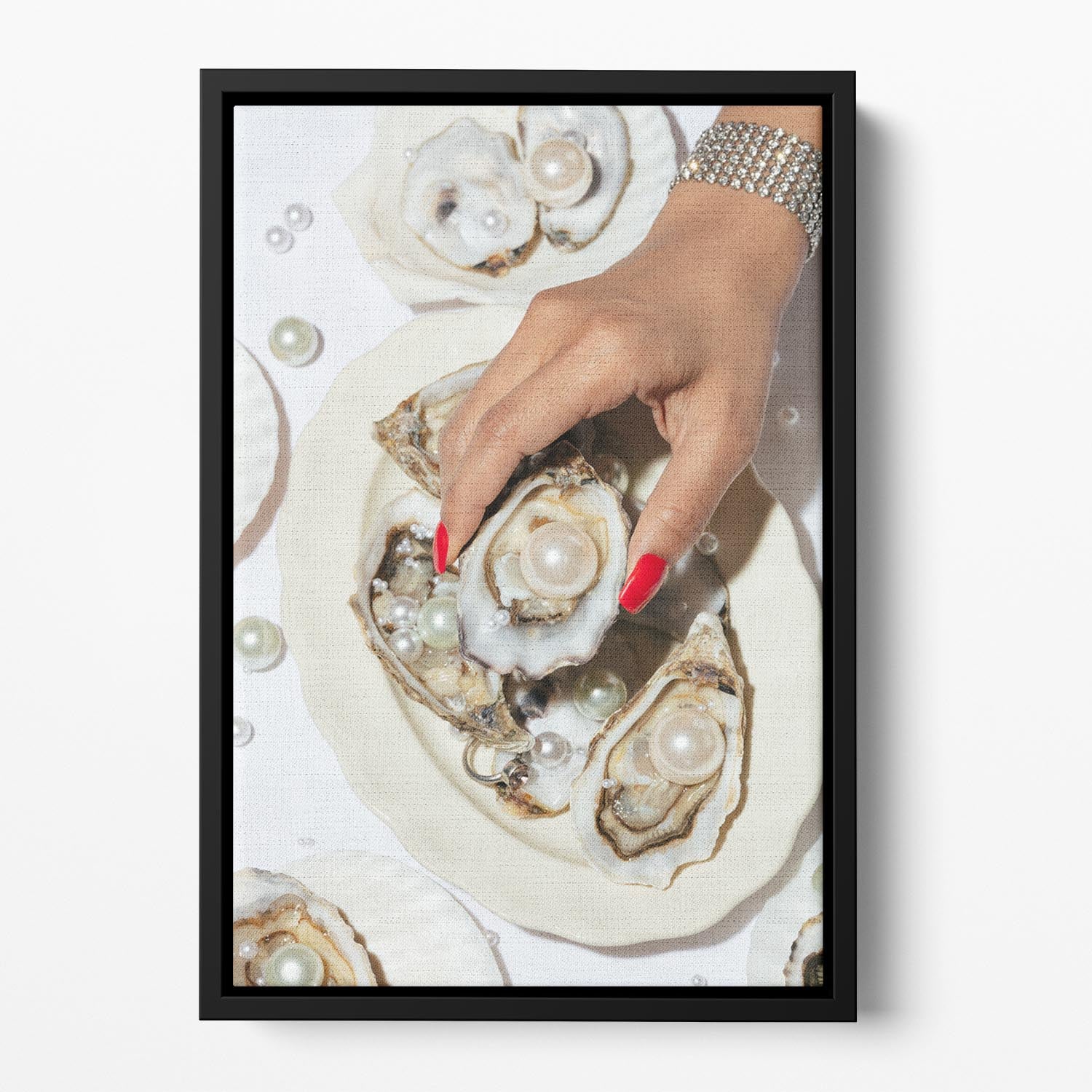Oysters a Pearls No 02 Floating Framed Canvas - Canvas Art Rocks - 2