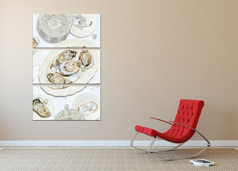 Oysters a Pearls No 03 3 Split Panel Canvas Print - Canvas Art Rocks - 2