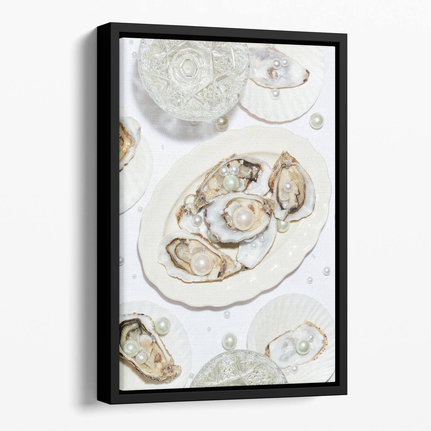 Oysters a Pearls No 03 Floating Framed Canvas - Canvas Art Rocks - 1