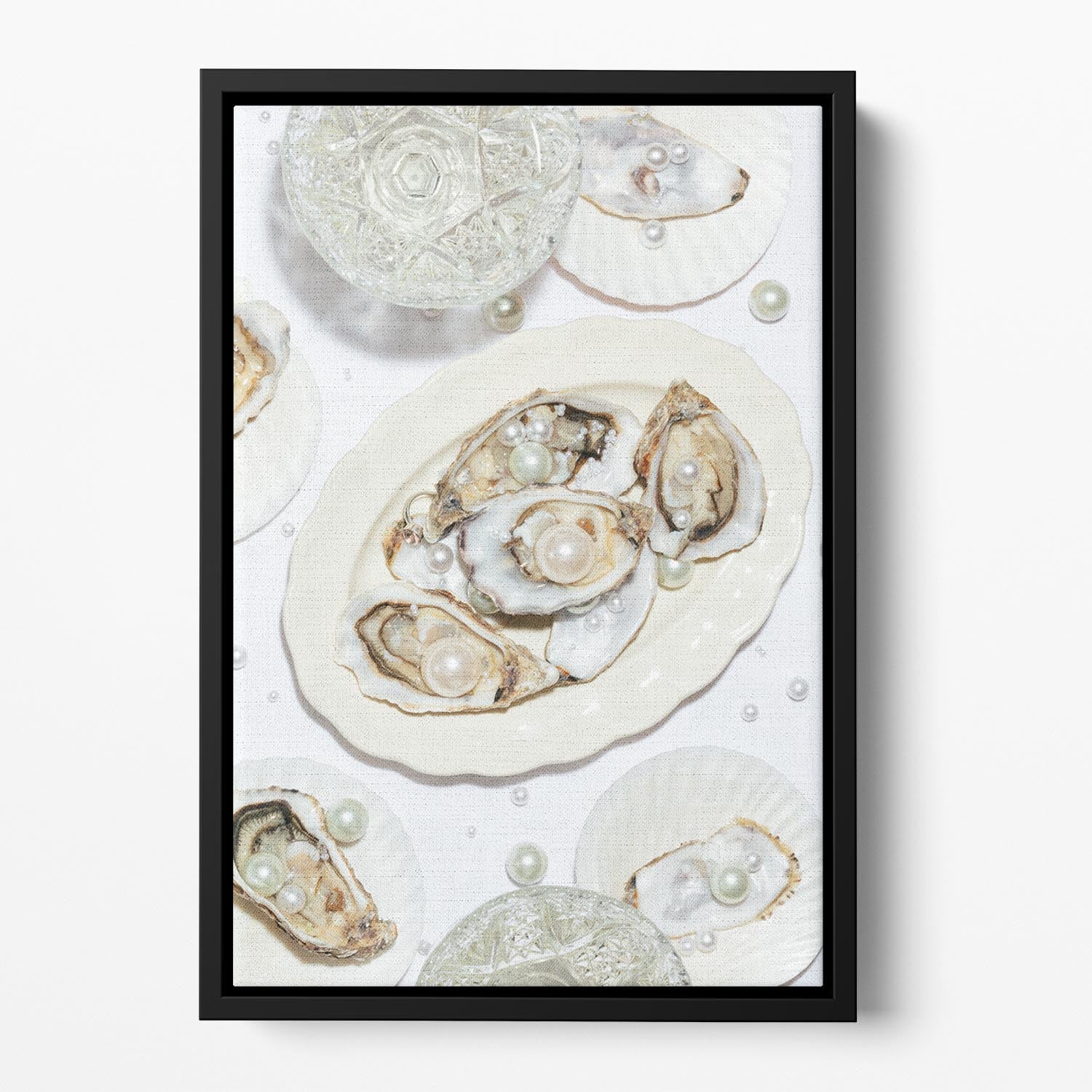Oysters a Pearls No 03 Floating Framed Canvas - Canvas Art Rocks - 2