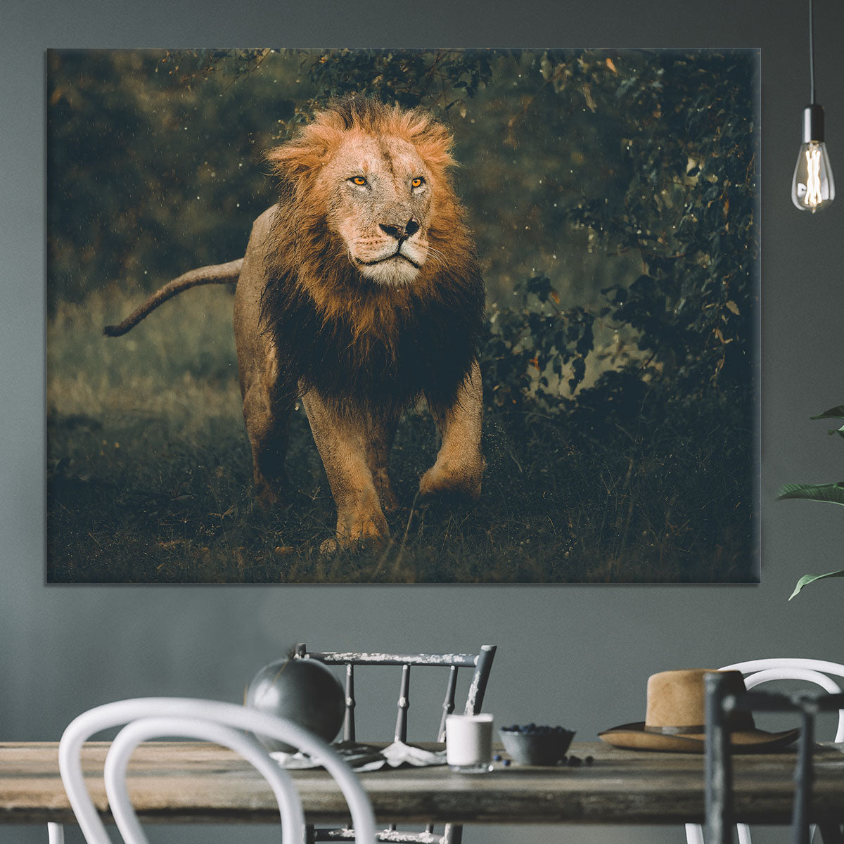 Lion Running In The Woods Canvas Print or Poster - Canvas Art Rocks - 3