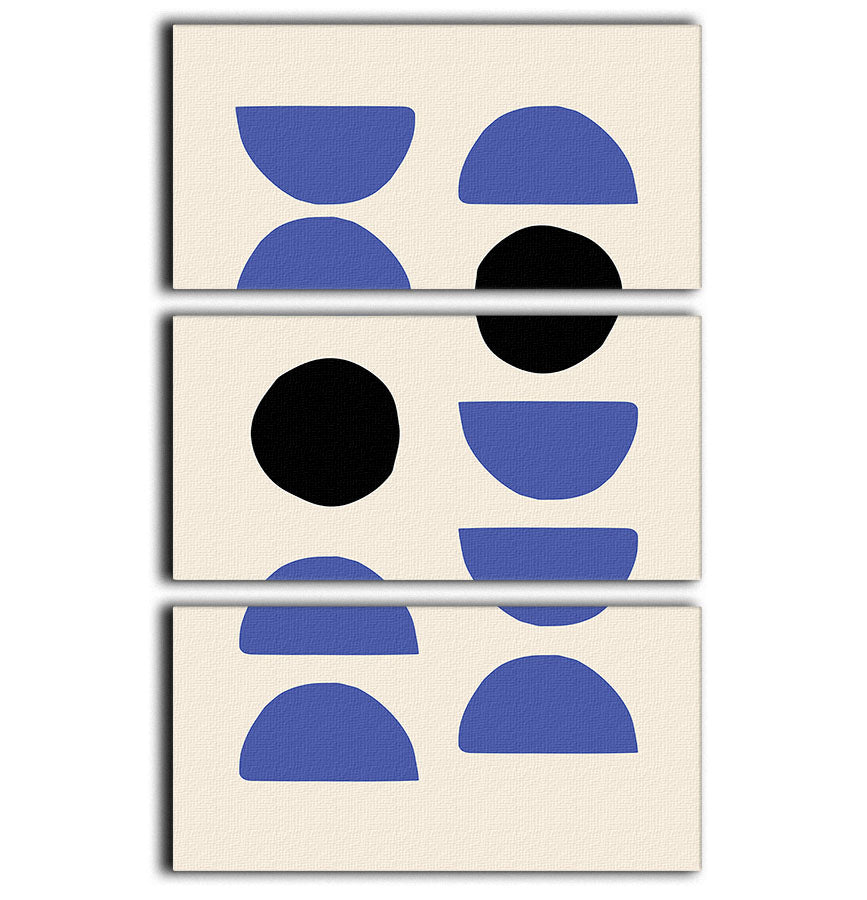 Blue Shapes 3 Split Panel Canvas Print - Canvas Art Rocks - 1