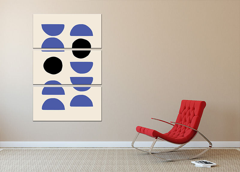 Blue Shapes 3 Split Panel Canvas Print - Canvas Art Rocks - 2