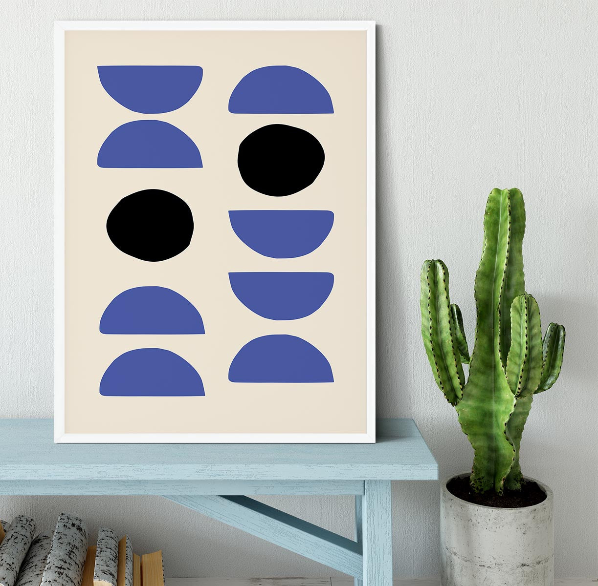 Blue Shapes Framed Print - Canvas Art Rocks -6