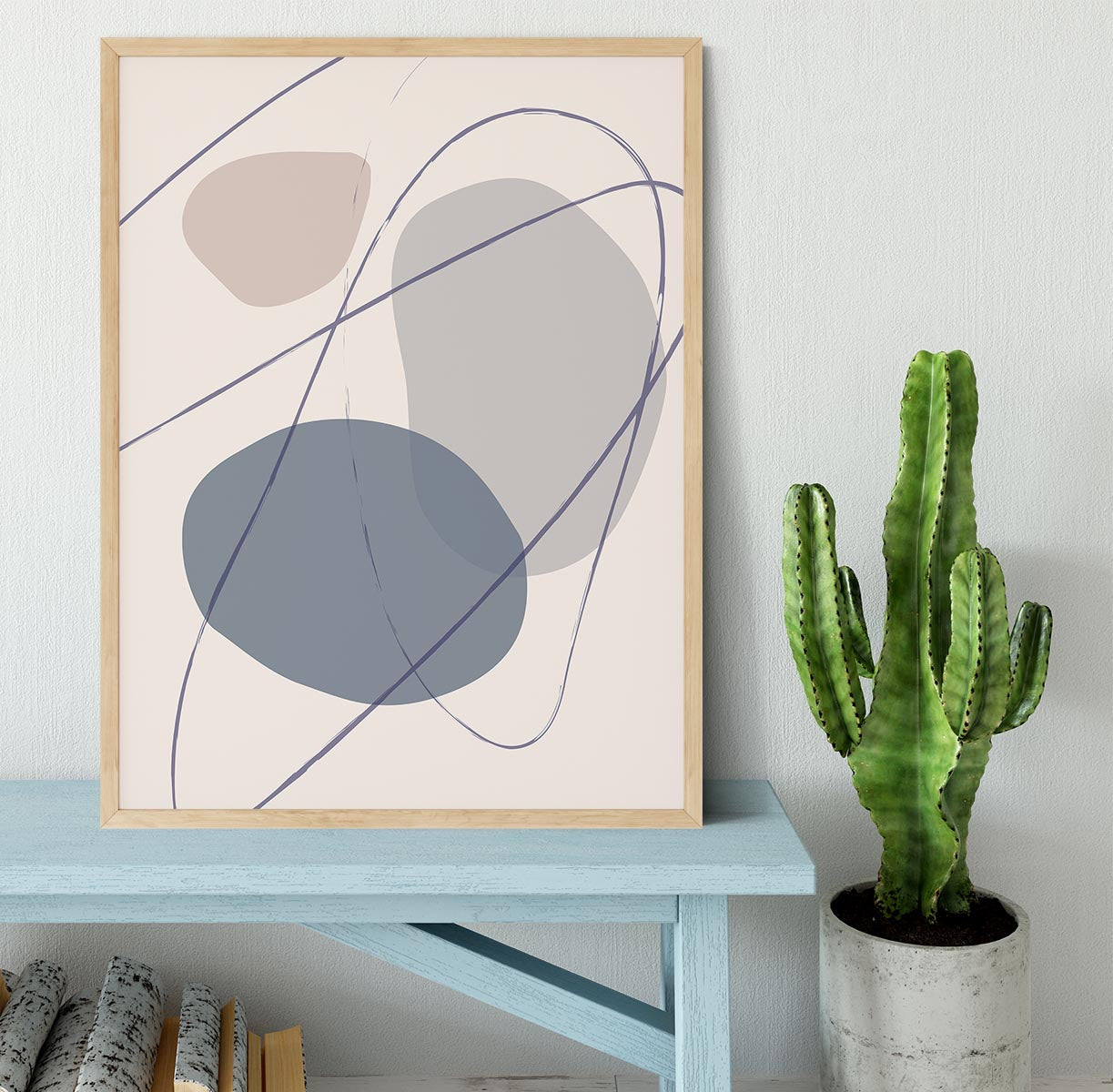 New Shapes Blue No 2 Framed Print - Canvas Art Rocks - 4