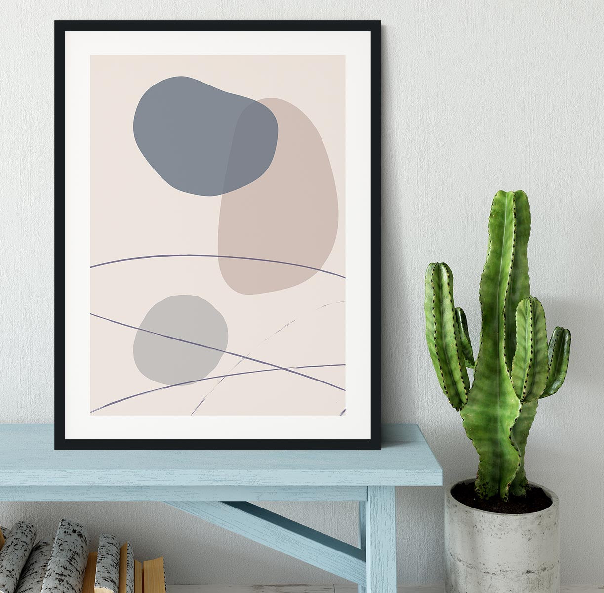 New Shapes Blue No 3 Framed Print - Canvas Art Rocks - 1