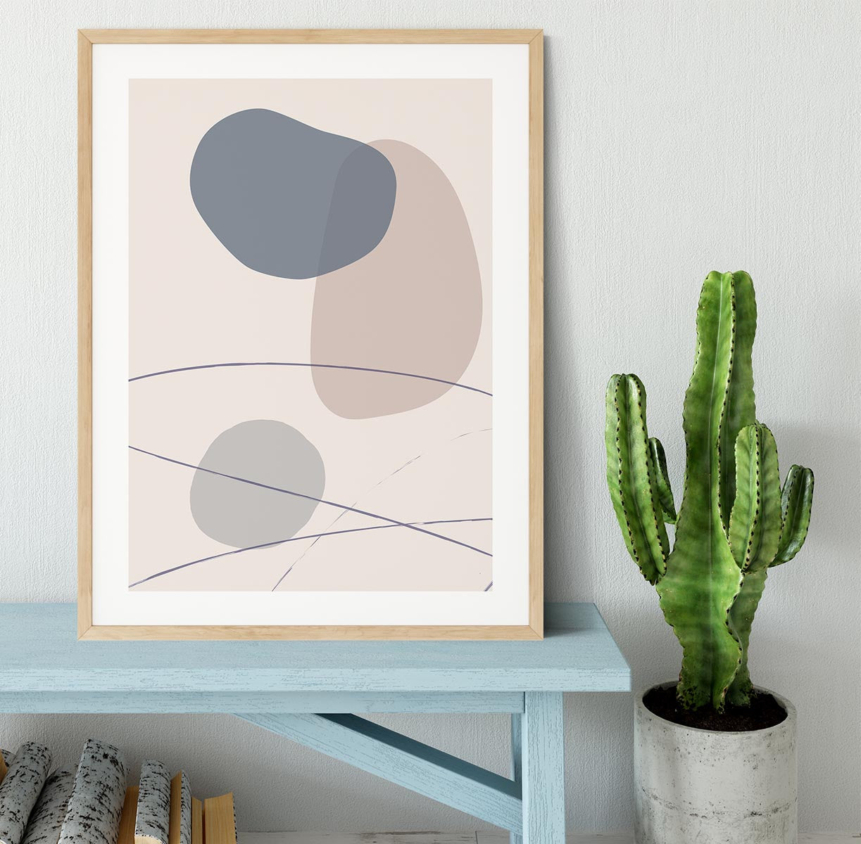 New Shapes Blue No 3 Framed Print - Canvas Art Rocks - 3