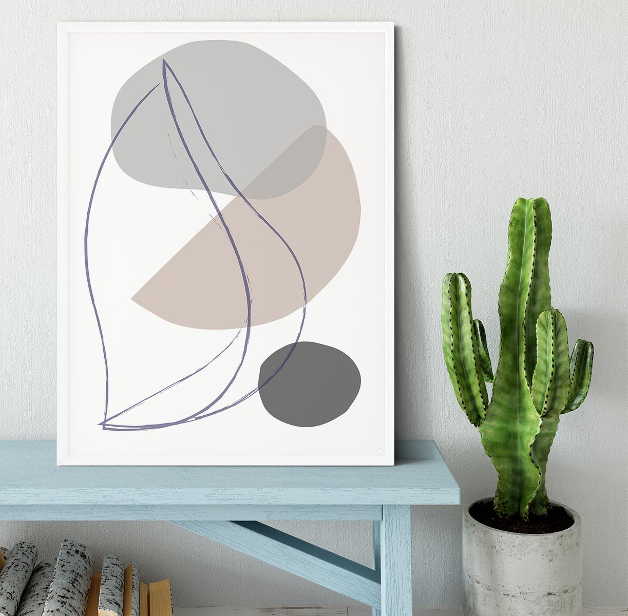 New Shapes Beige 01 Framed Print - Canvas Art Rocks -6