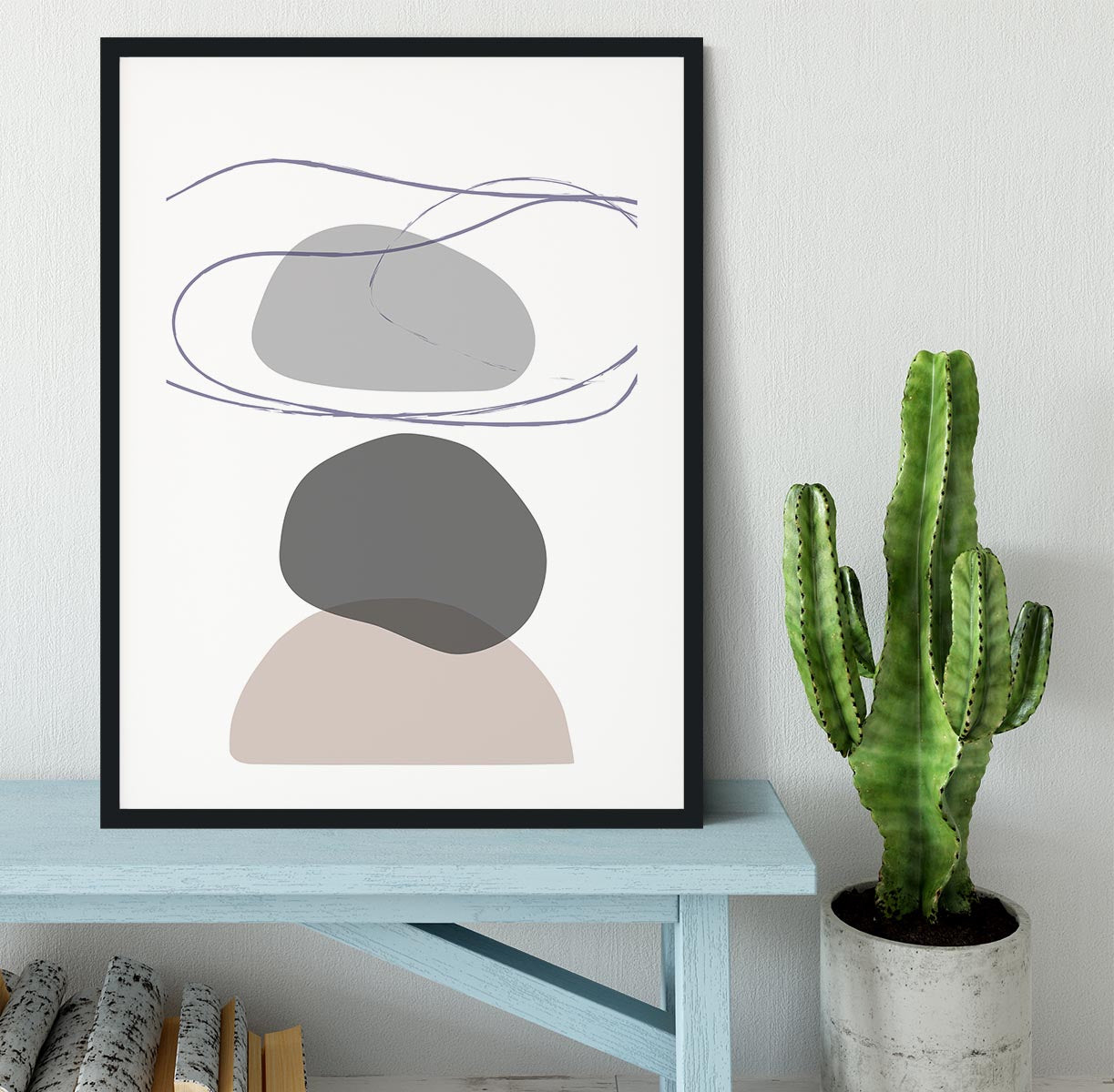 New Shapes Beige 04 Framed Print - Canvas Art Rocks - 1