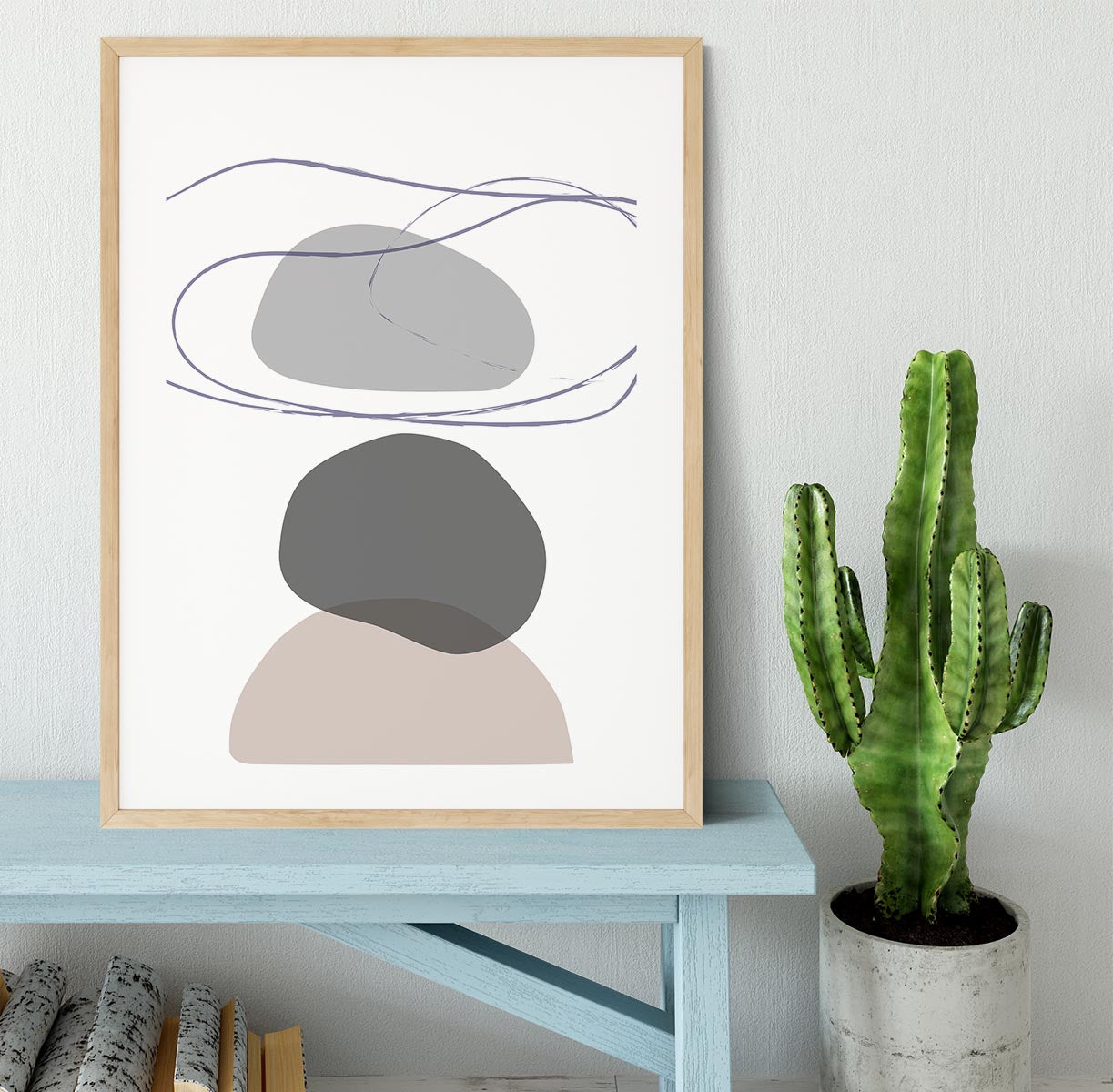 New Shapes Beige 04 Framed Print - Canvas Art Rocks - 3