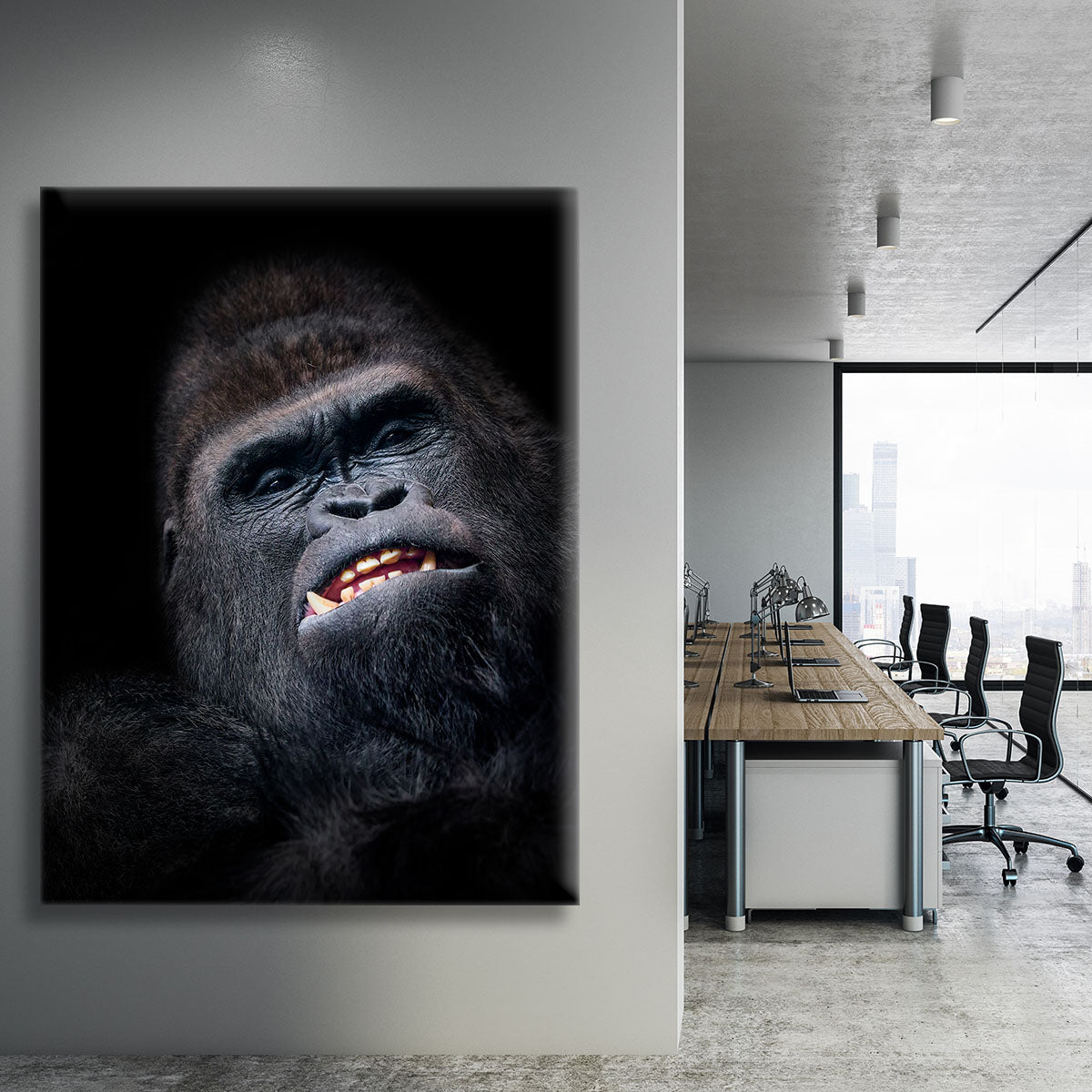 Gorilla face seen from above Canvas Print or Poster - Canvas Art Rocks - 3