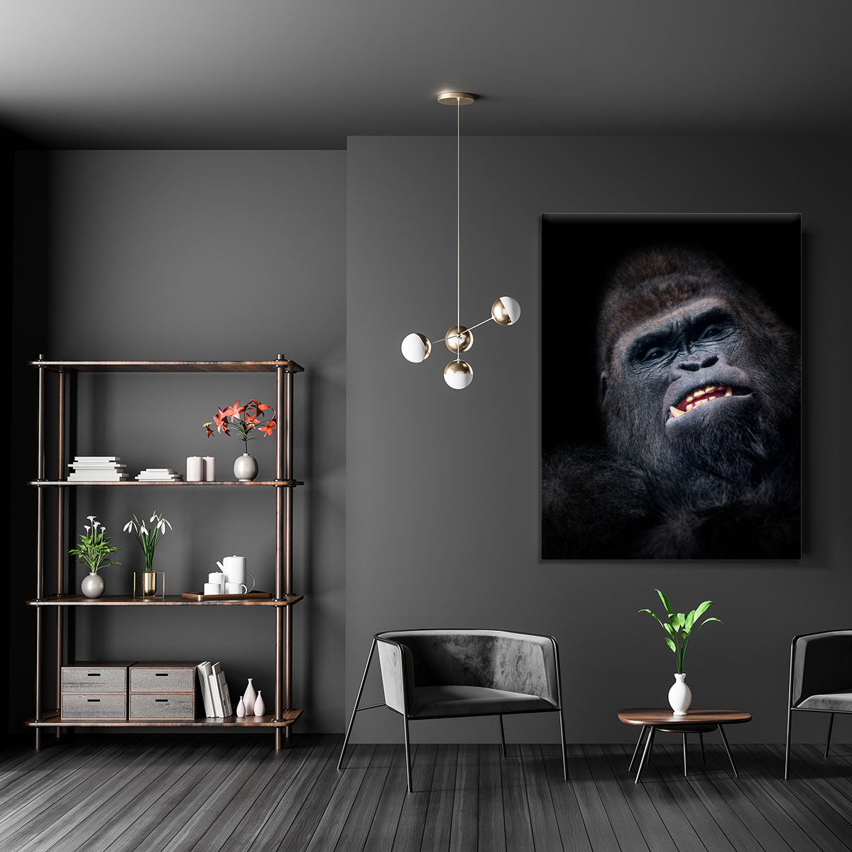 Gorilla face seen from above Canvas Print or Poster - Canvas Art Rocks - 5