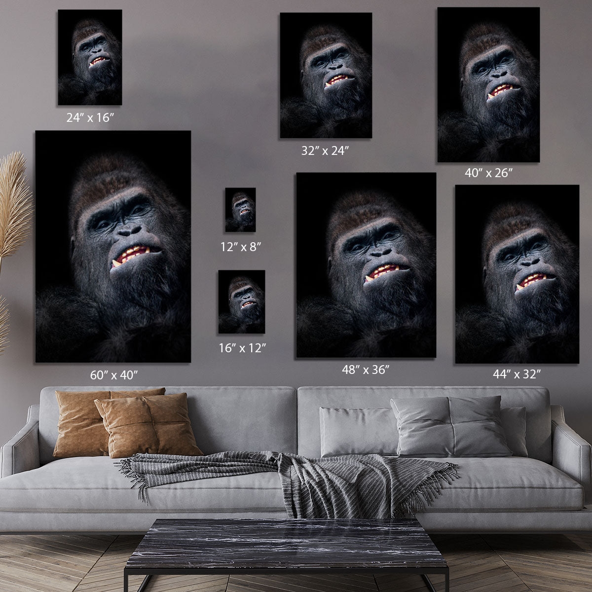 Gorilla face seen from above Canvas Print or Poster - Canvas Art Rocks - 7