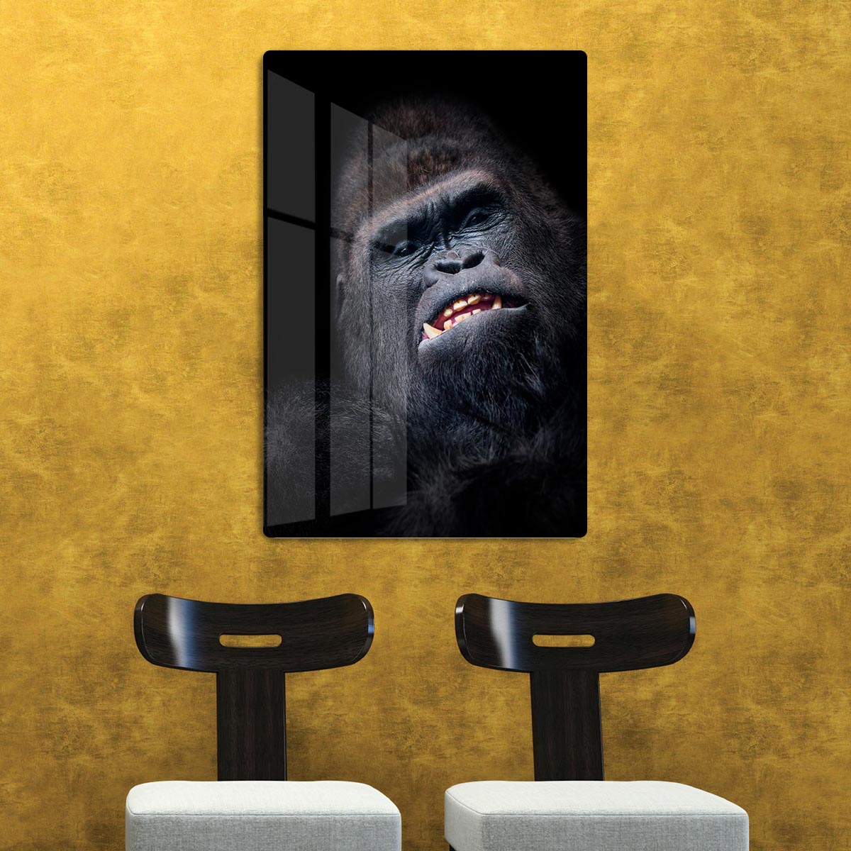 Gorilla face seen from above HD Metal Print - Canvas Art Rocks - 2