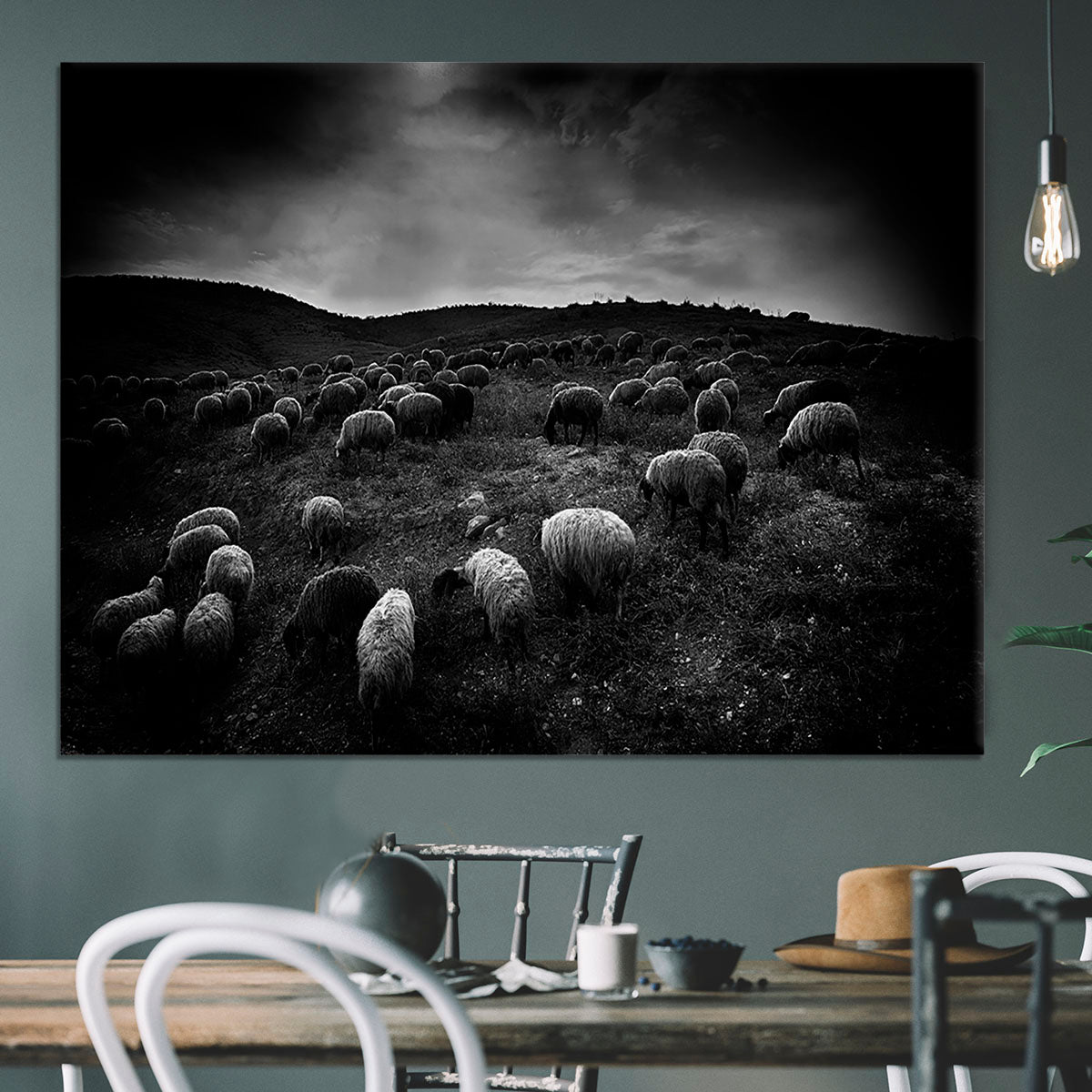 The sheep in the valley Canvas Print or Poster - Canvas Art Rocks - 3