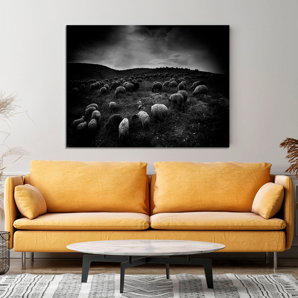 The sheep in the valley Canvas Print or Poster - Canvas Art Rocks - 4