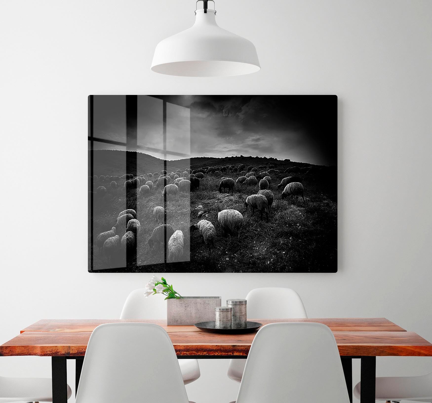 The sheep in the valley HD Metal Print - Canvas Art Rocks - 2