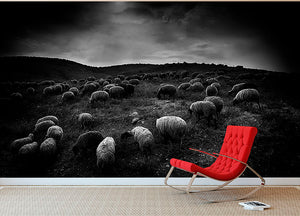 The sheep in the valley Wall Mural Wallpaper - Canvas Art Rocks - 2