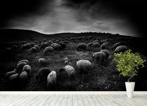 The sheep in the valley Wall Mural Wallpaper - Canvas Art Rocks - 4
