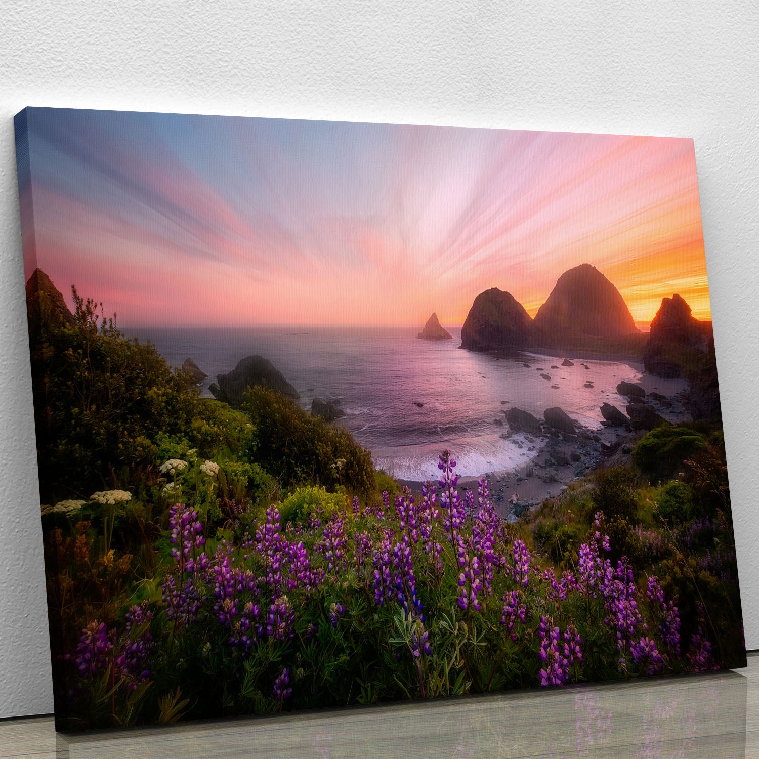 Sister Rocks with Lupin Blooms Canvas Print or Poster - Canvas Art Rocks - 1