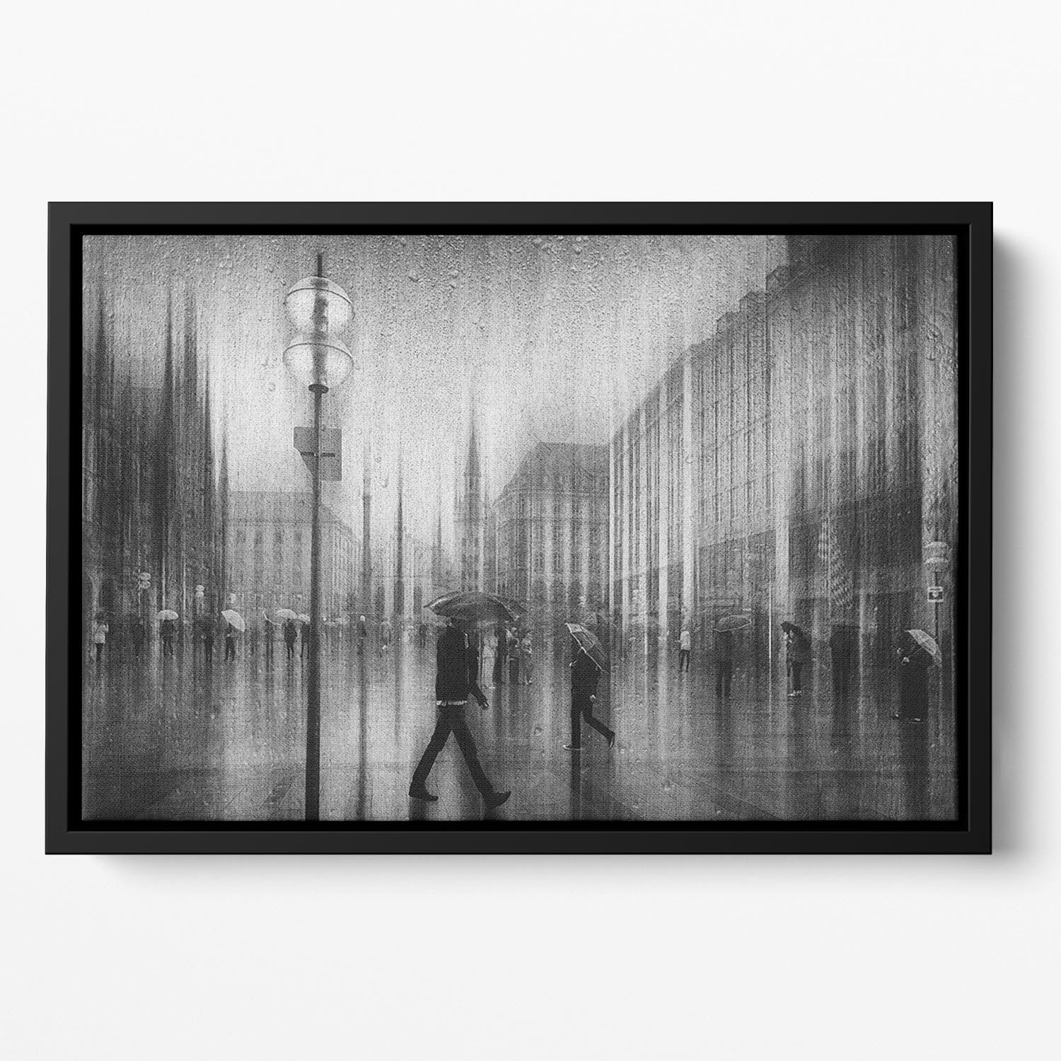 A Rainy Day In Marienplatz Floating Framed Canvas - Canvas Art Rocks - 2