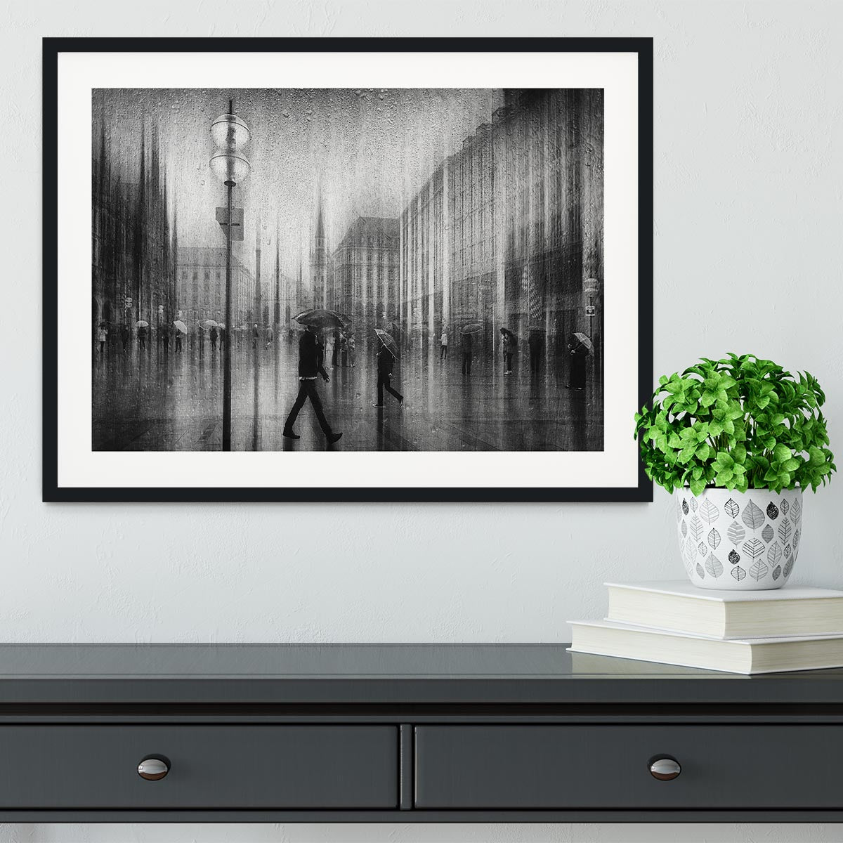 A Rainy Day In Marienplatz Framed Print - Canvas Art Rocks - 1