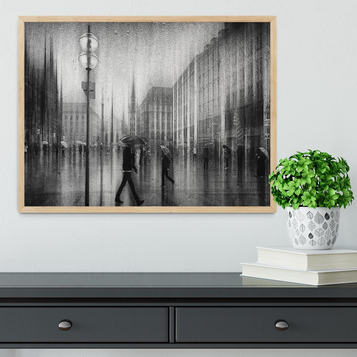 A Rainy Day In Marienplatz Framed Print - Canvas Art Rocks - 4