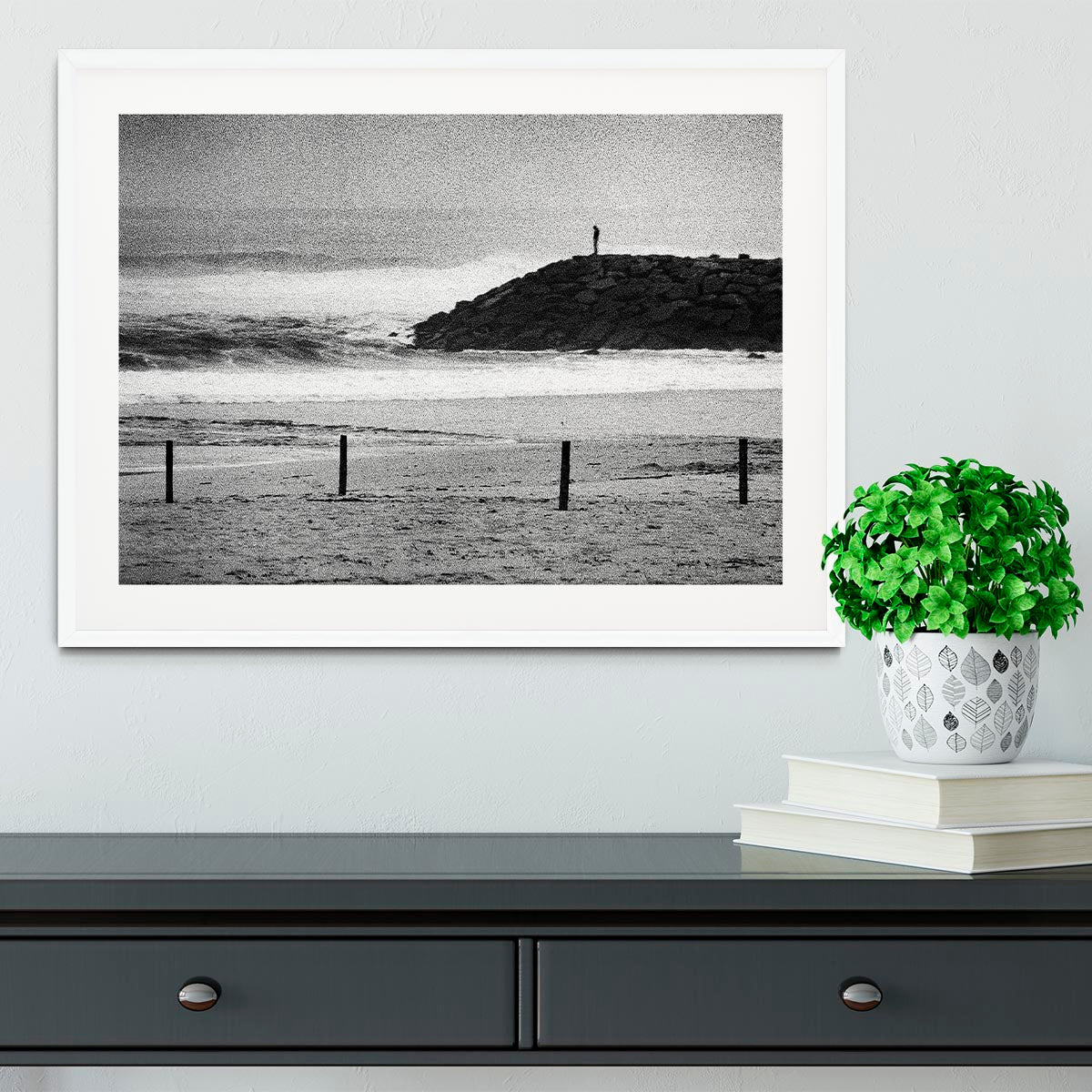 A Lone Figure On The Cliffs Framed Print - Canvas Art Rocks - 5