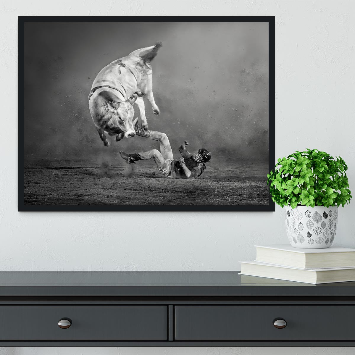 Rodeo Bull Framed Print - Canvas Art Rocks - 2