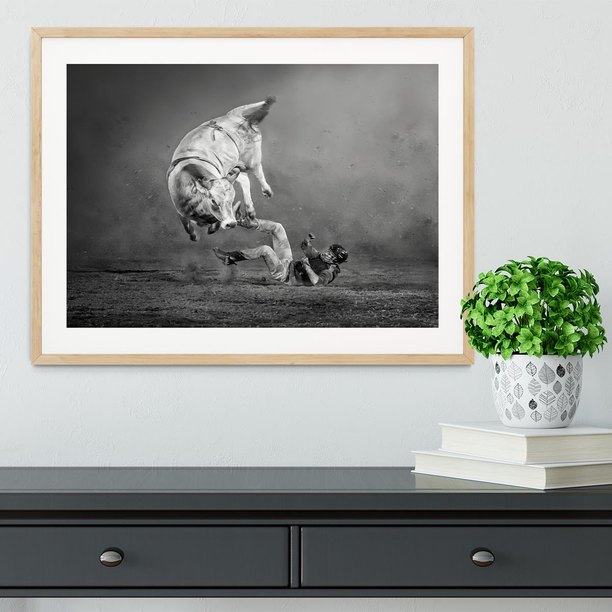 Rodeo Bull Framed Print - Canvas Art Rocks - 3