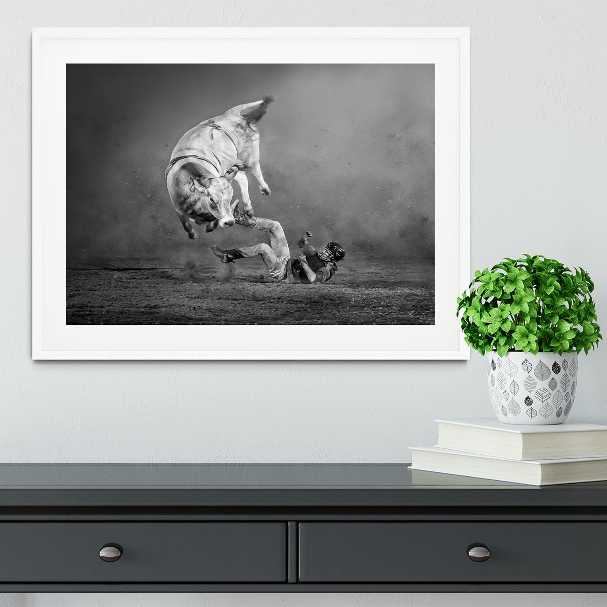 Rodeo Bull Framed Print - Canvas Art Rocks - 5