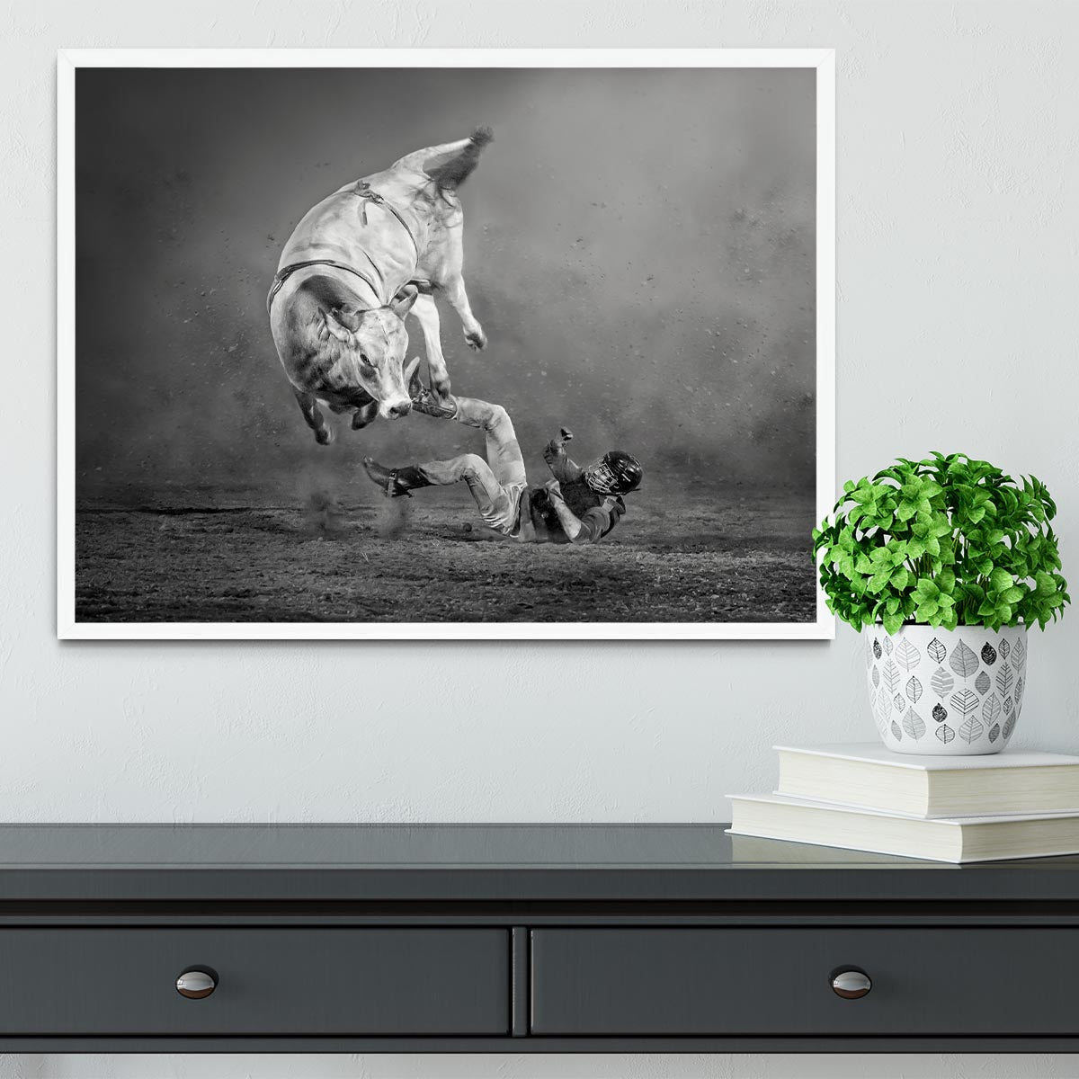 Rodeo Bull Framed Print - Canvas Art Rocks -6