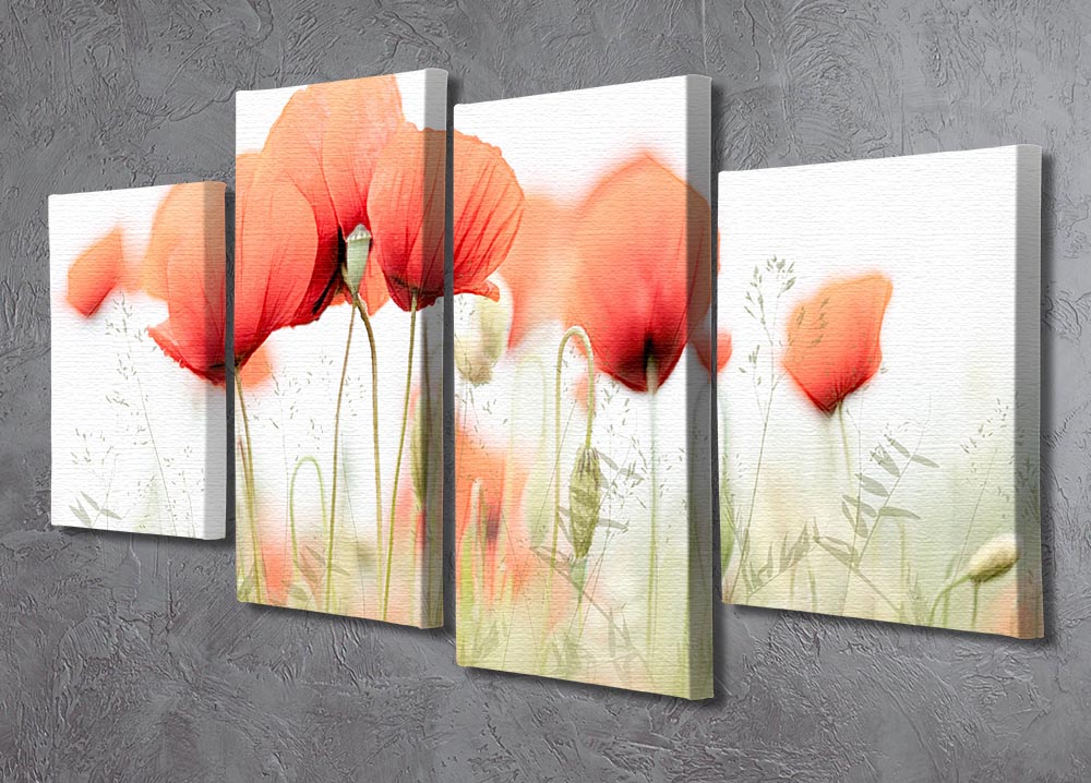 Poppies On A Summer Day 4 Split Panel Canvas - Canvas Art Rocks - 2